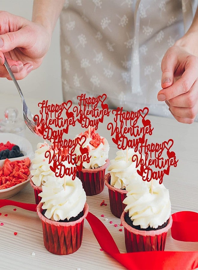 Incrizma Valentine's Day Cupcake Toppers Sweet Love Theme Valentine's Day Cupcake Food Picks Valentine's Day Theme Birthday Party Cake Decorations Supplies (Happy Valentine'sDay) - Image 5